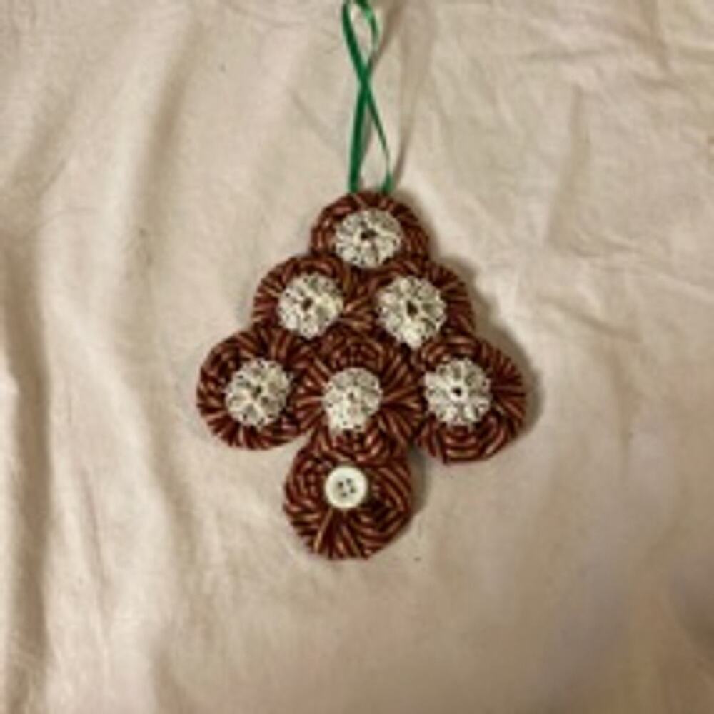 Handmade Red White Fabric Christmas Tree Ornament